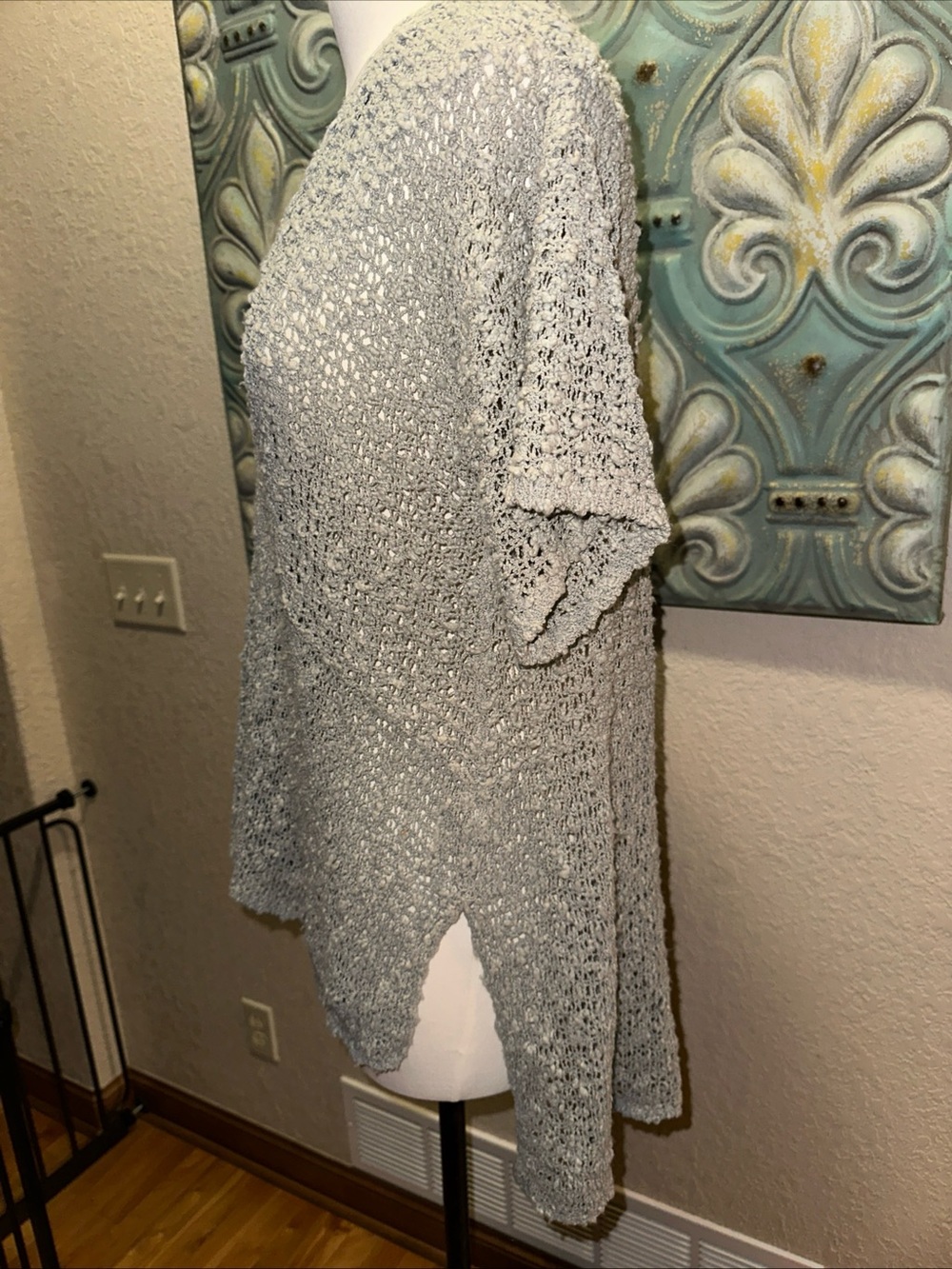 Windriver Light Gray Open-Knit V-Neck Sweater Tunic - Picture 2 of 7
